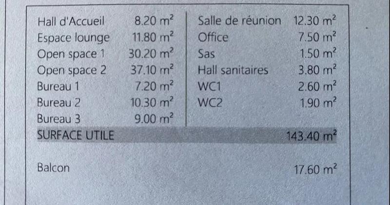 Bureau - 143 m² - 1 pièce