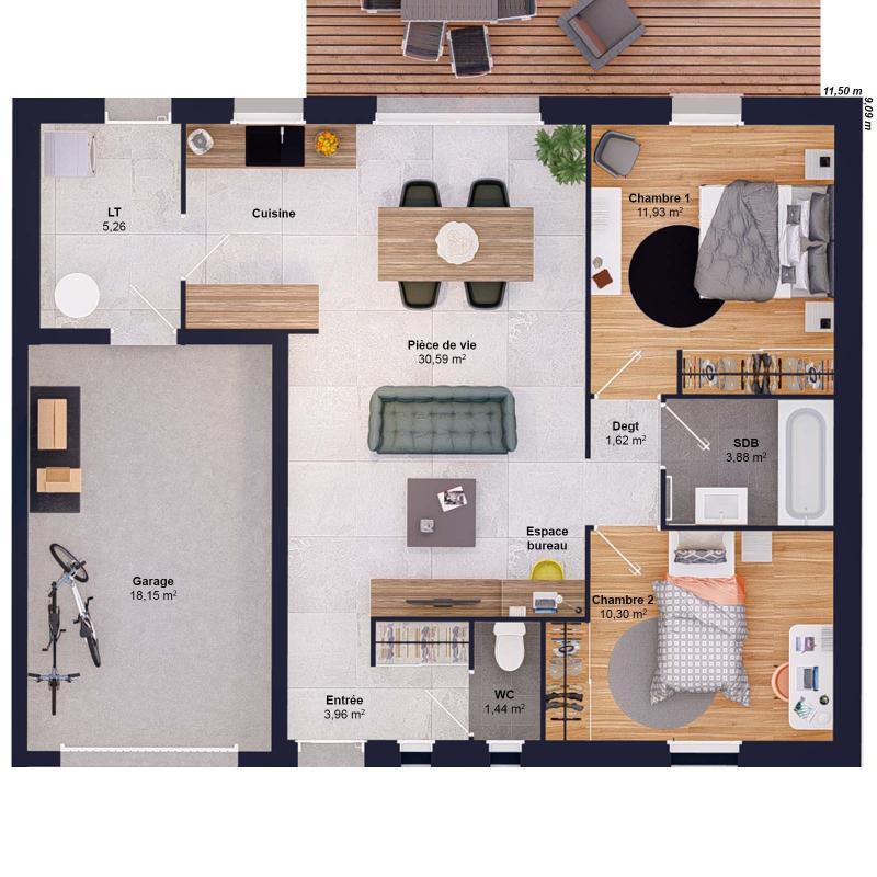 Maison - 69 m² - 4 pièces