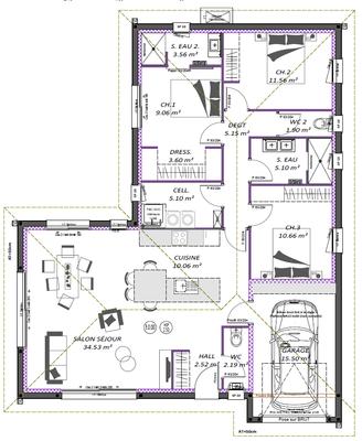 Maison - 105 m² - 4 pièces