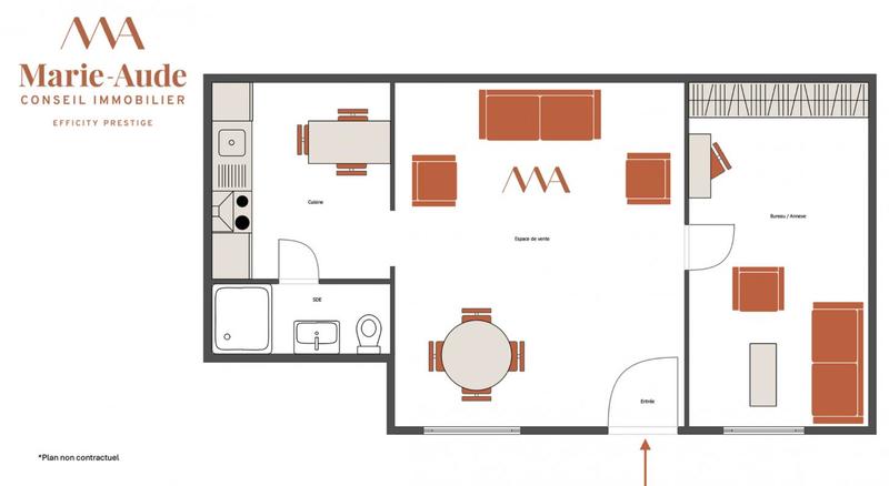 Bureau - 40 m² - 2 pièces