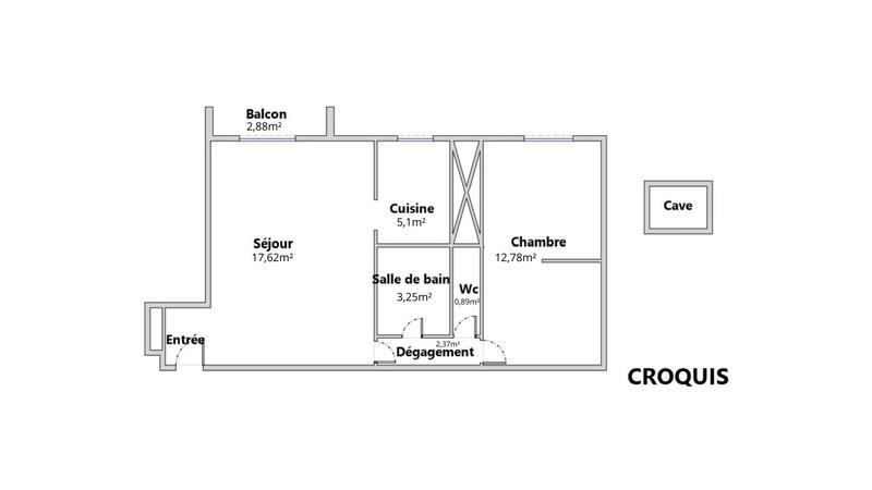 Appartement - 42 m² - 2 pièces