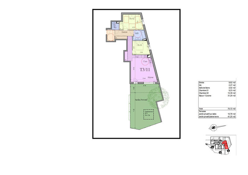 Appartement - 70 m² - 3 pièces