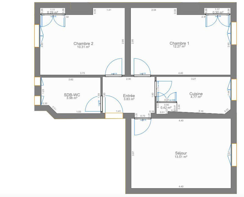 Appartement - 49 m² - 3 pièces