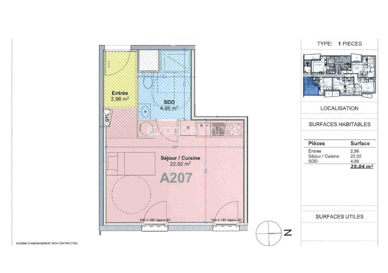 Appartement - 30 m² - 1 pièce