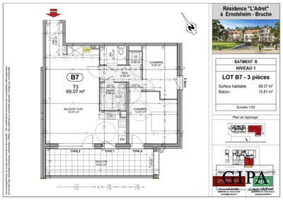 Appartement - 69 m² - 3 pièces