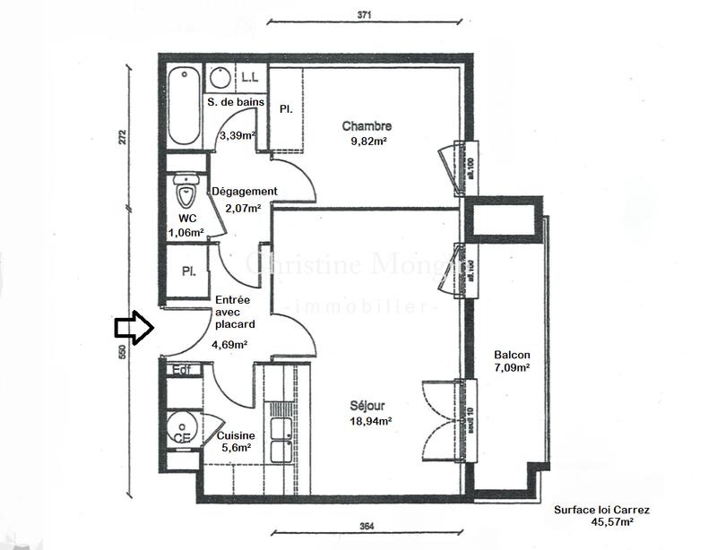 Appartement - 46 m² - 2 pièces
