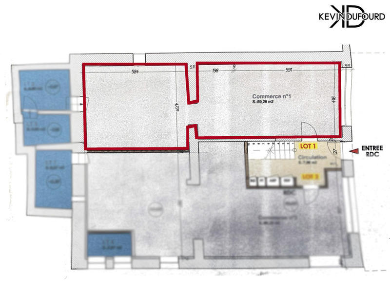 Local commercial - 59 m² - 2 pièces