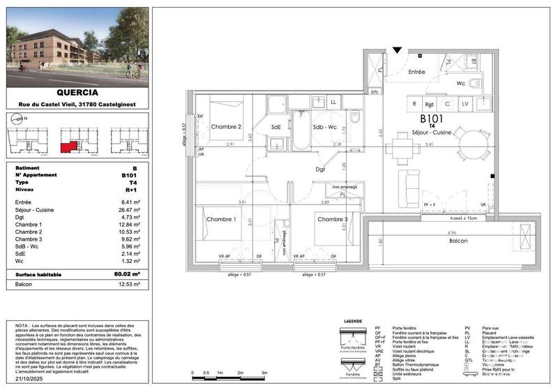 Appartement - 80 m² - 4 pièces