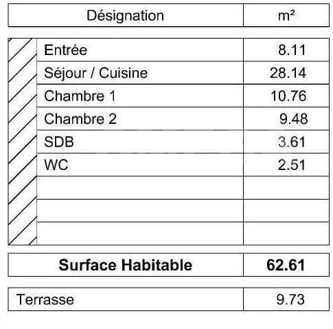 Appartement - 63 m² - 3 pièces