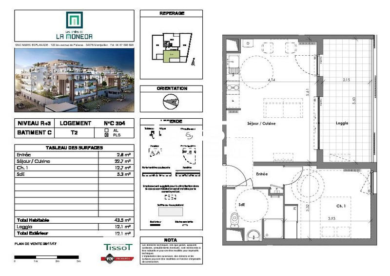 Appartement - 44 m² - 2 pièces