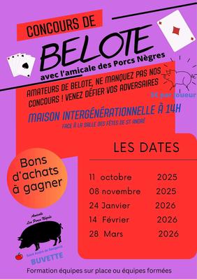 Concours de Belote avec l’Amicale des Porcs Nègres