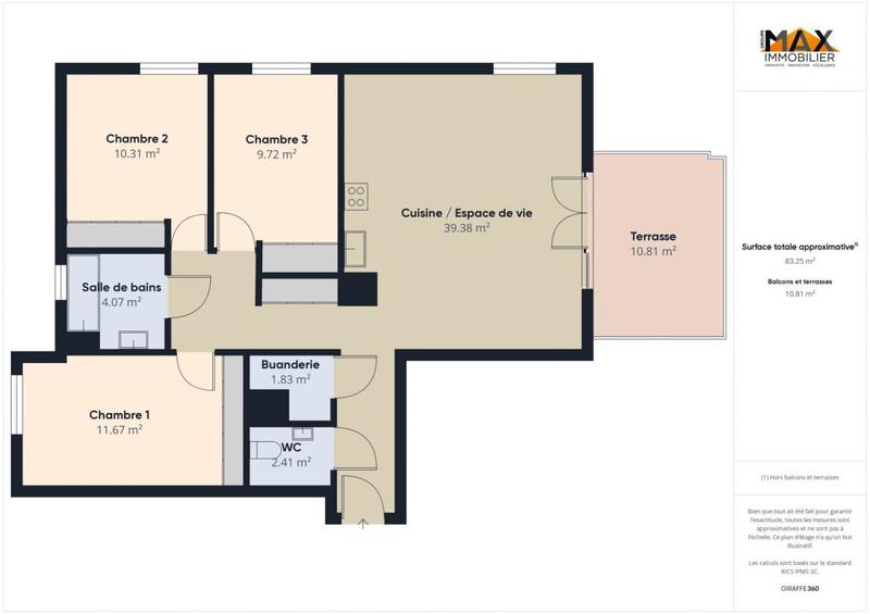 Appartement - 85 m² - 4 pièces