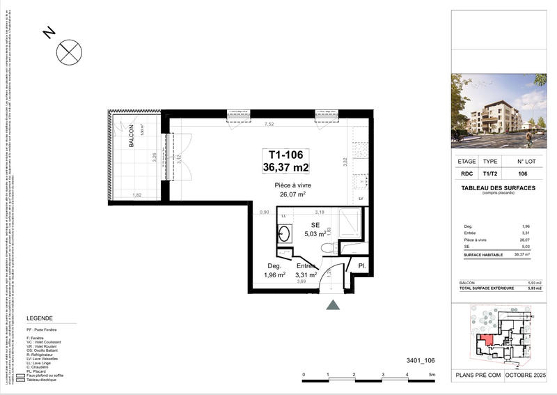 Appartement - 36 m² - 1 pièce
