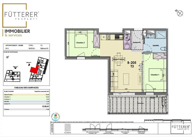 Appartement - 51 m² - 3 pièces