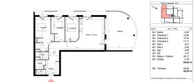 Appartement - 93 m² - 4 pièces