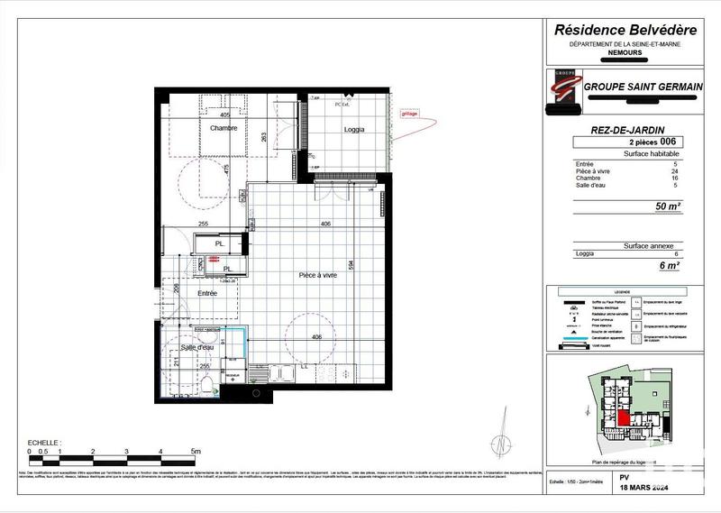 Appartement - 50 m² - 2 pièces