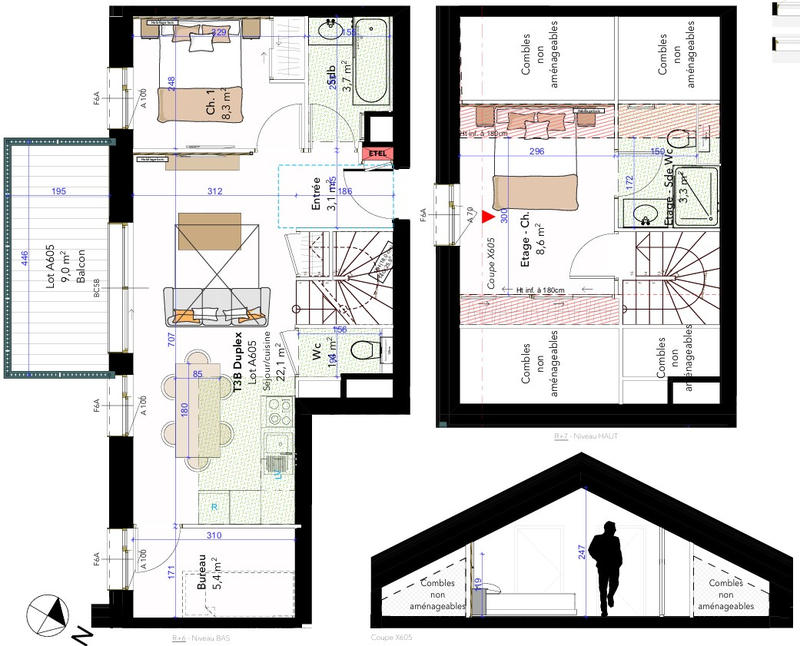 Appartement - 56 m² - 3 pièces