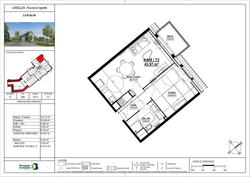 Appartement - 43 m² - 2 pièces