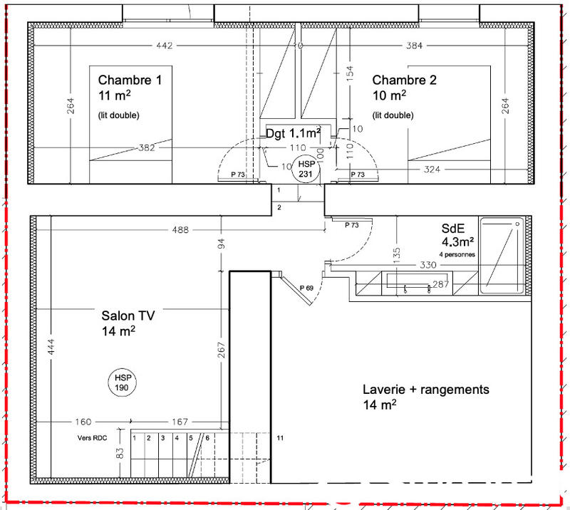 Chambre - 11 m² - 1 pièce