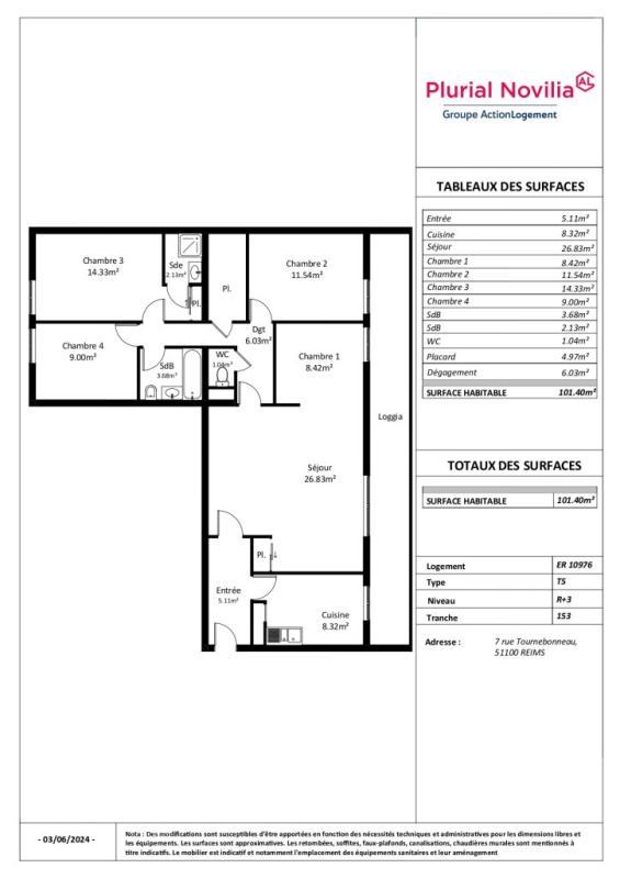 Appartement - 101 m² - 5 pièces