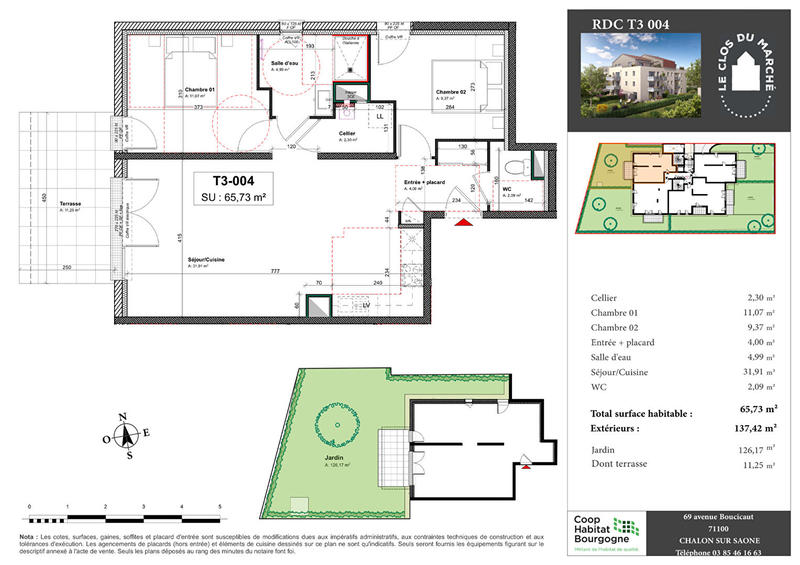 Appartement - 66 m² - 3 pièces
