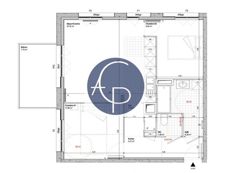 Appartement - 61 m² - 3 pièces