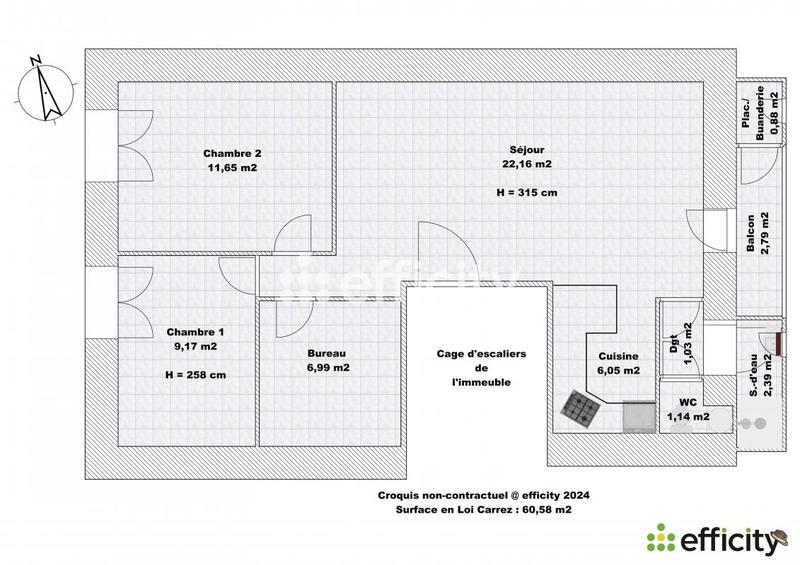 Appartement - 60 m² - 3 pièces