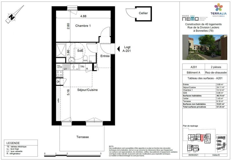 Appartement - 47 m² - 2 pièces
