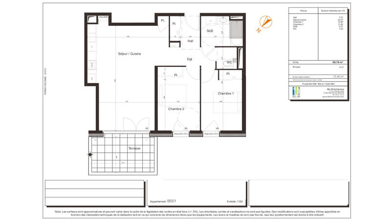 Appartement - 70 m² - 3 pièces