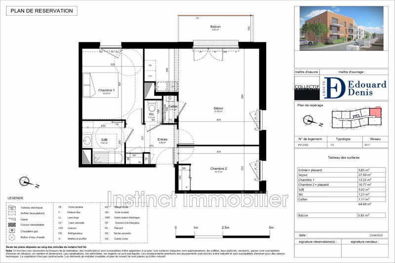 Appartement - 65 m² - 3 pièces
