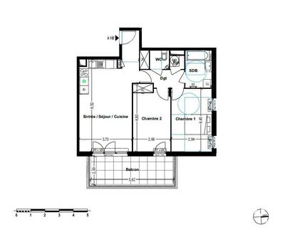 Appartement - 64 m² - 3 pièces