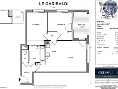 Appartement - 62 m² - 3 pièces