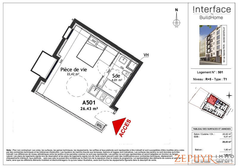 Appartement - 26 m² - 1 pièce