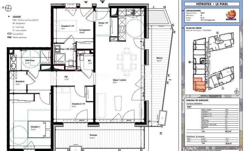 Appartement - 92 m² - 4 pièces