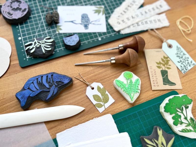 Atelier Adulte : Fabrication de tampon thématique Alsace avec le Héron Graveur