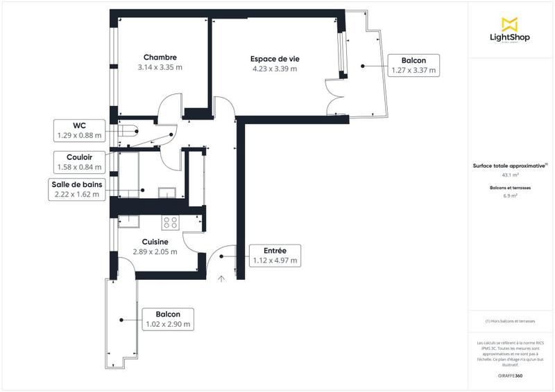 Appartement - 44 m² - 2 pièces