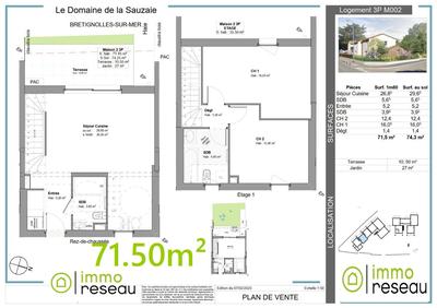Maison - 72 m² - 3 pièces
