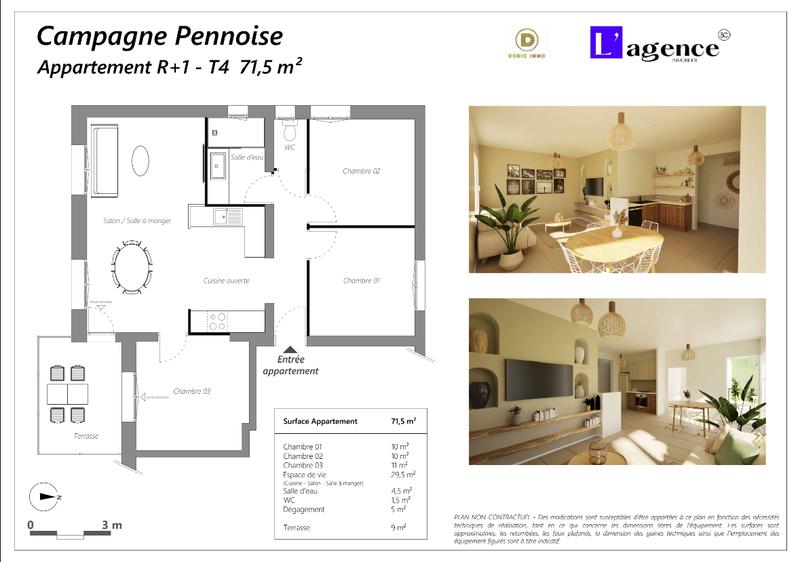 Appartement - 72 m² - 4 pièces