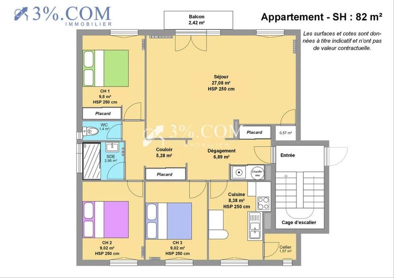 Appartement - 82 m² - 4 pièces
