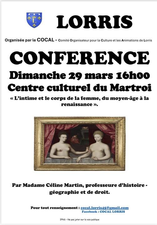 Conférence "L'intime et le corps de la femme du Moyen-âge à la Renaissance"