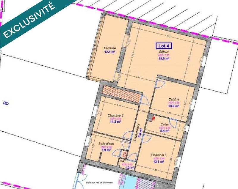 Appartement - 88 m² - 3 pièces