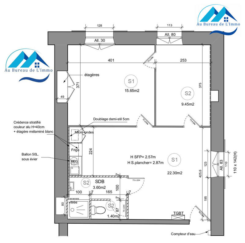 Appartement - 52 m² - 3 pièces