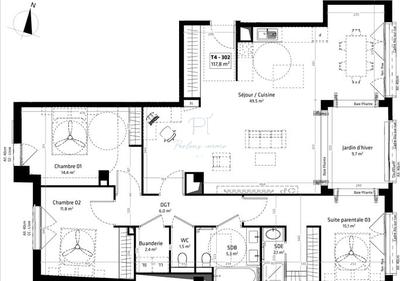 Appartement - 117 m² - 4 pièces