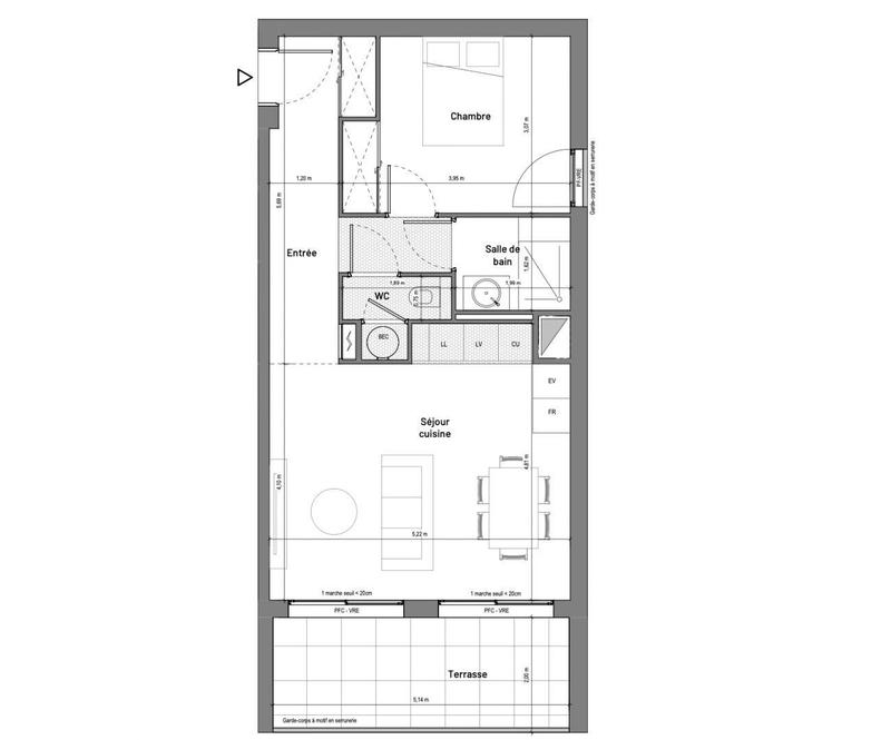 Appartement - 48 m² - 2 pièces