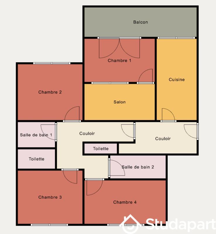 Chambre - 9 m² - 1 pièce