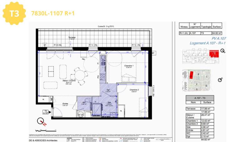 Appartement - 65 m² - 3 pièces