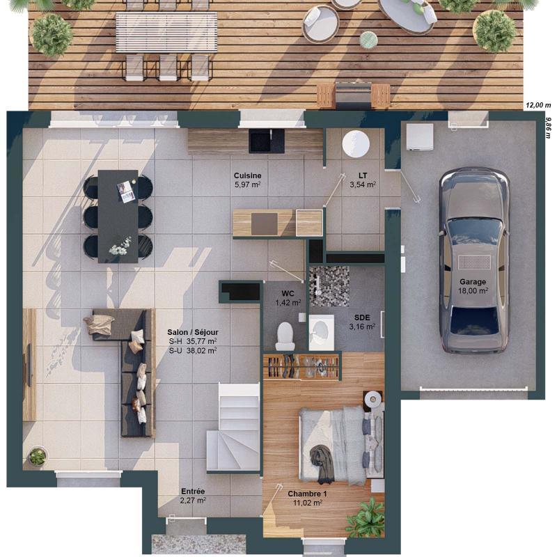 Maison - 105 m² - 6 pièces