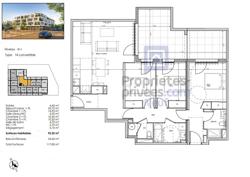 Appartement - 93 m² - 4 pièces