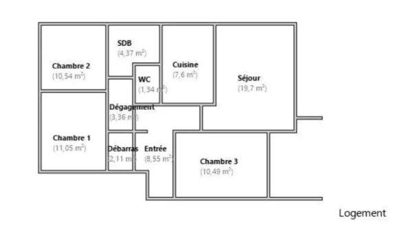 Appartement - 79 m² - 4 pièces