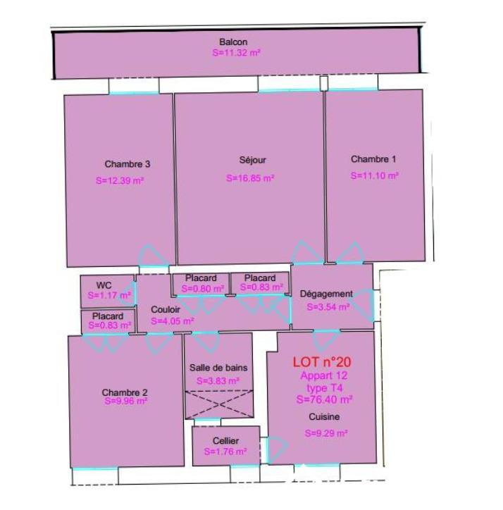 Chambre - 11 m² - 1 pièce